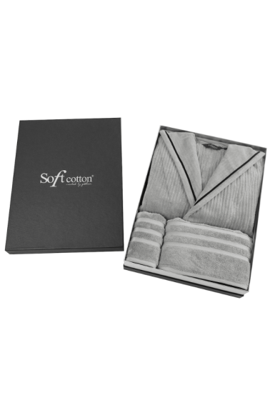 Unisex župan STRIPE + ručník + osuška + dárkový box